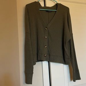 Abercrombie & Fitch Olive Green Ribbed Cardigan
